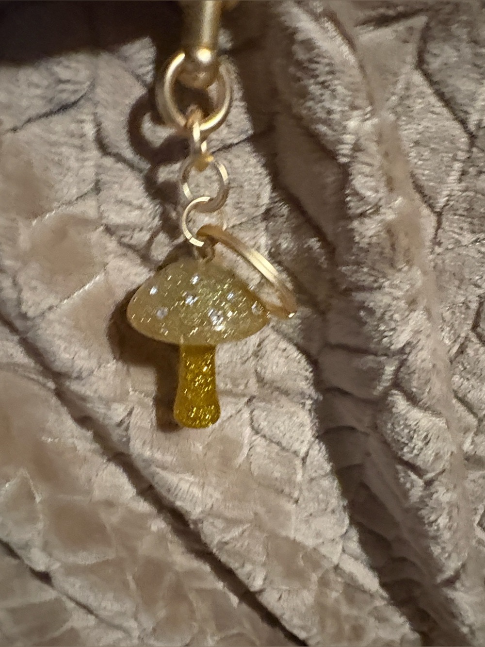 mushrooms bagcharm gold shimmer with bling